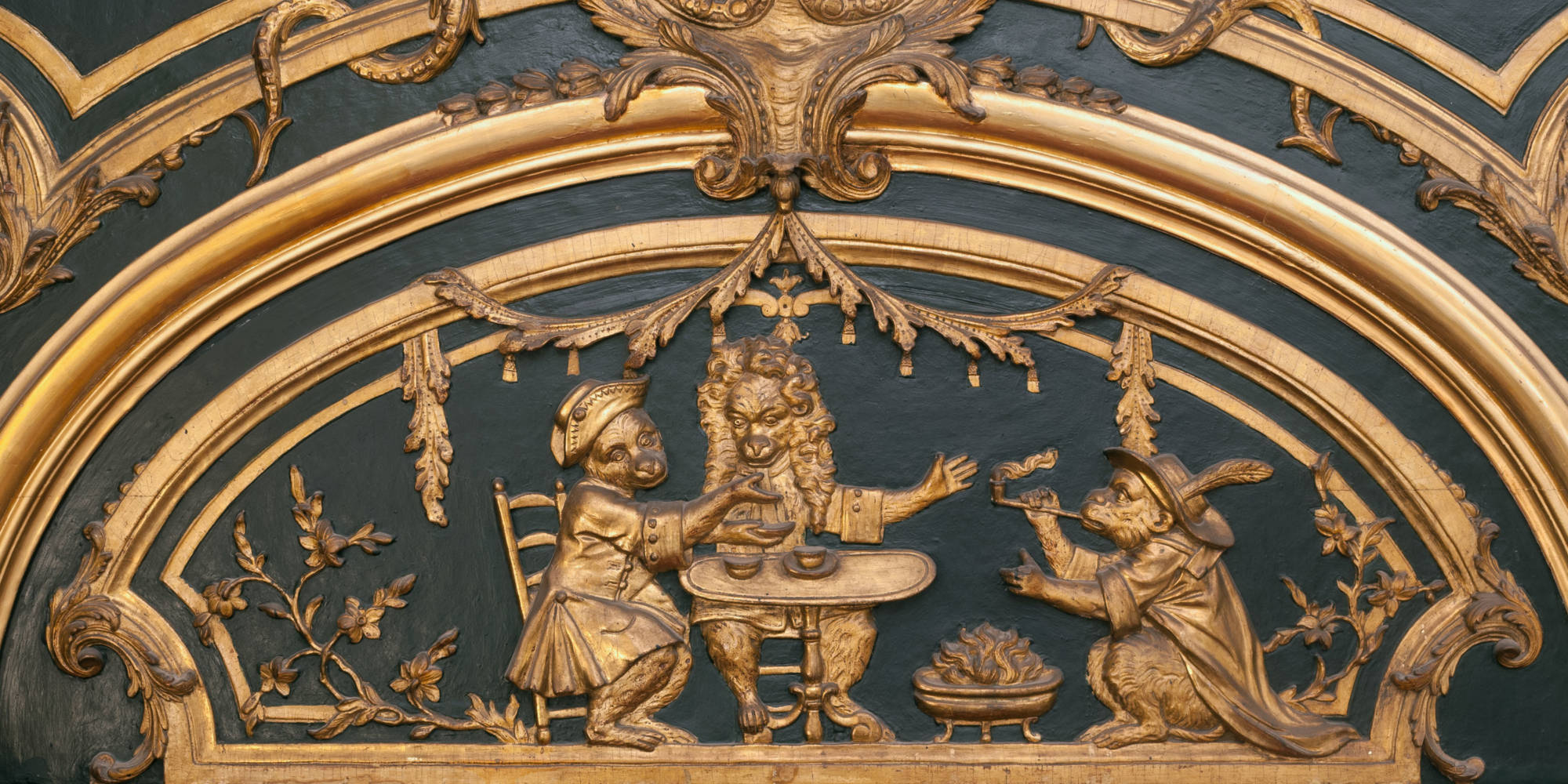 Gilded painted oak french panelling