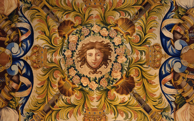 Savonnerie carpet with the head of Apollo, the Sun God, in the central cartouche.
