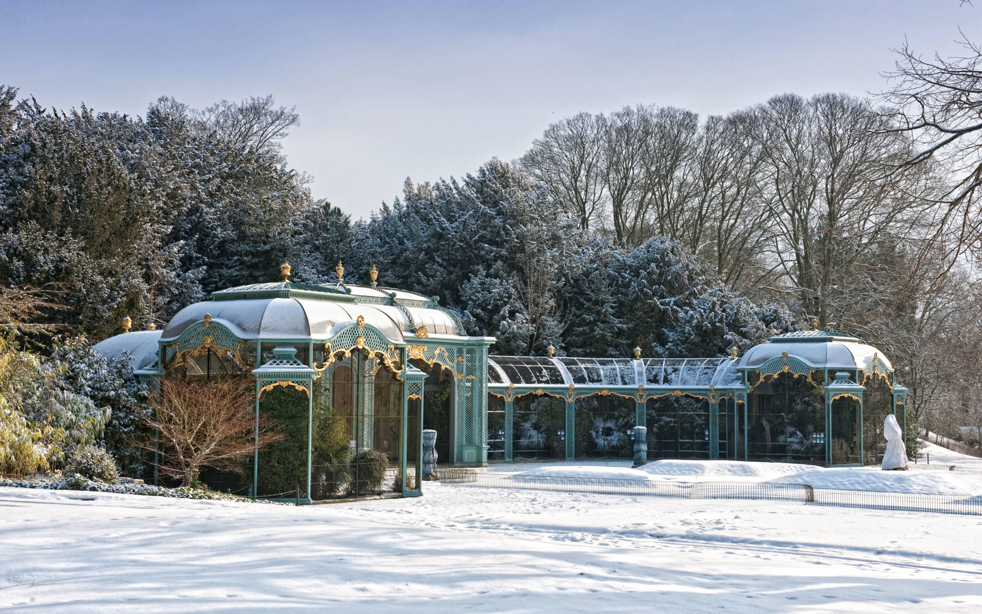 Aviary with snow on the ground