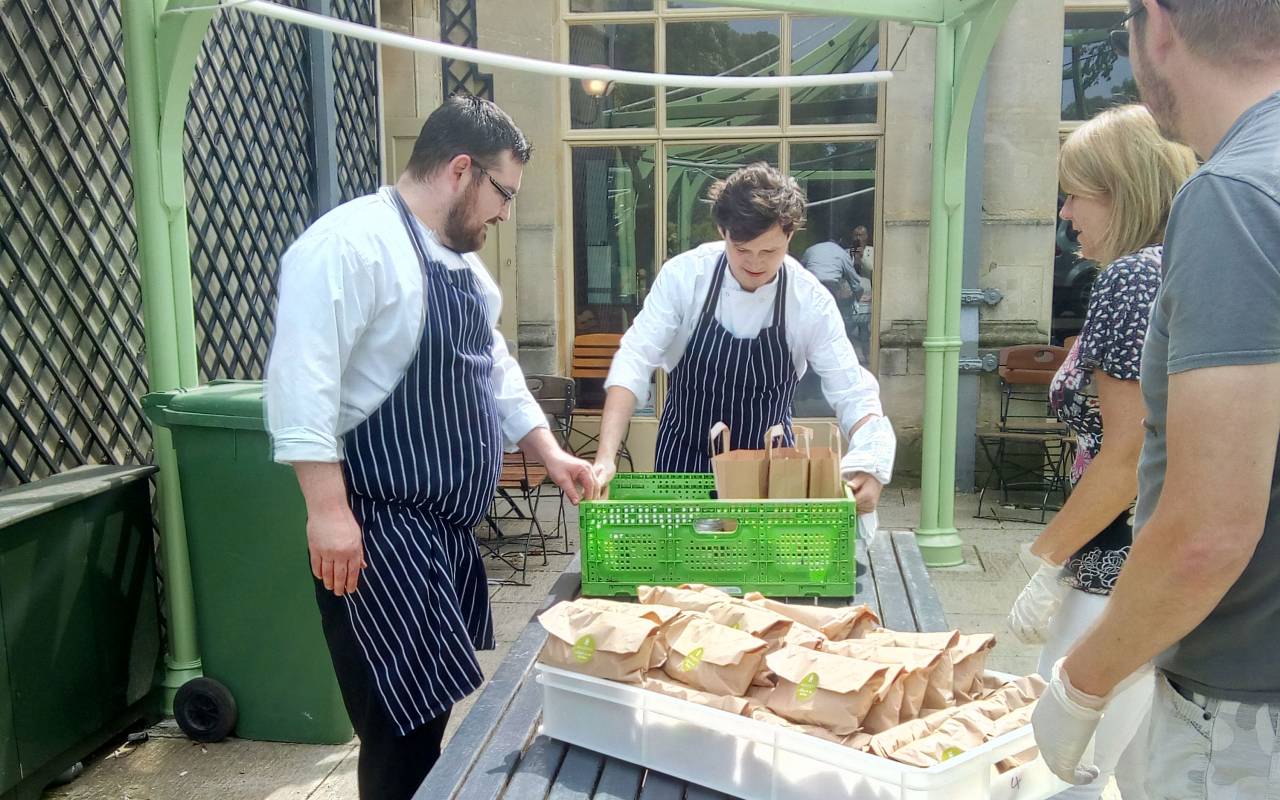 Waddesdon chefs packing up food ready for delivery
