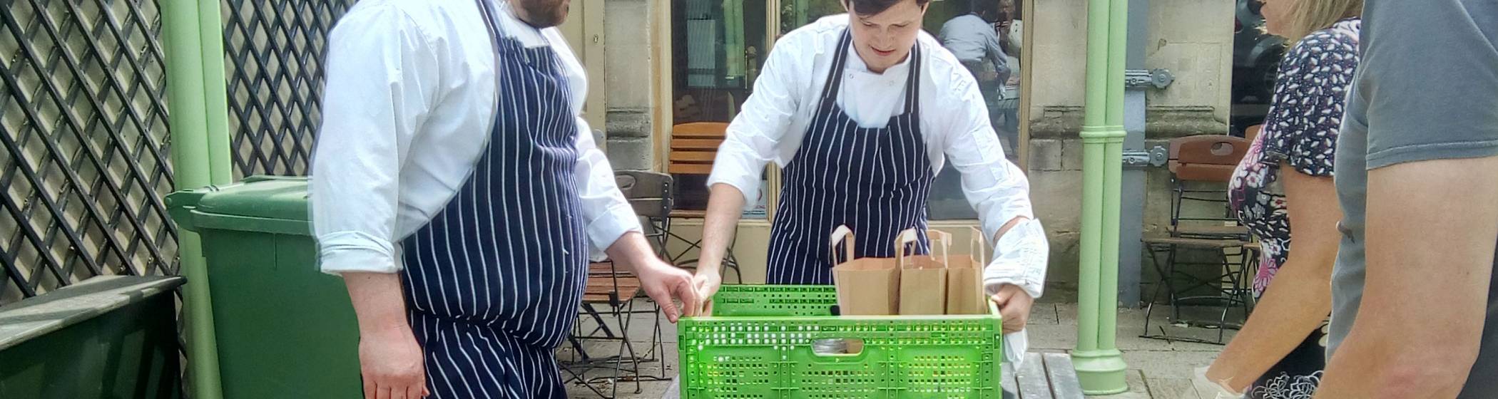 Waddesdon chefs packing up food ready for delivery