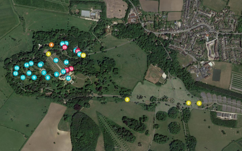 Waddesdon map and winter light trail