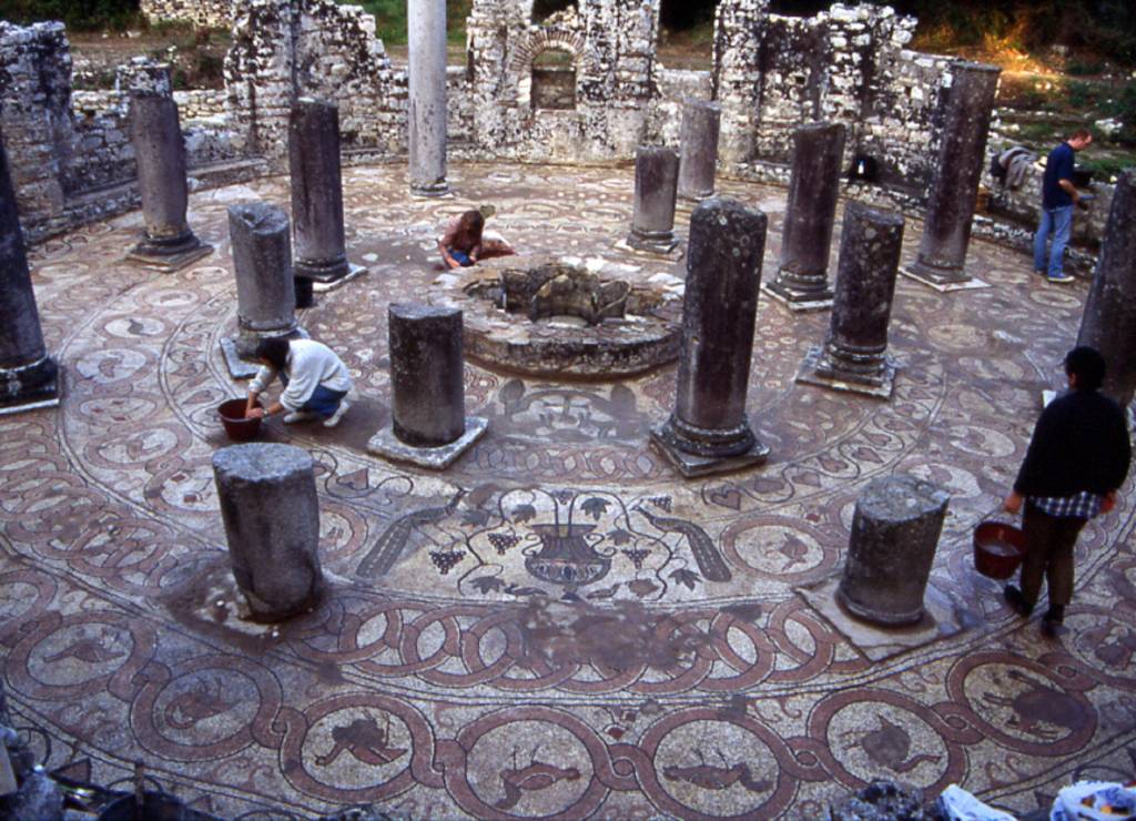 Figure 4: Baptistery mosaic undergoing conservation (image: Butrint Foundation)