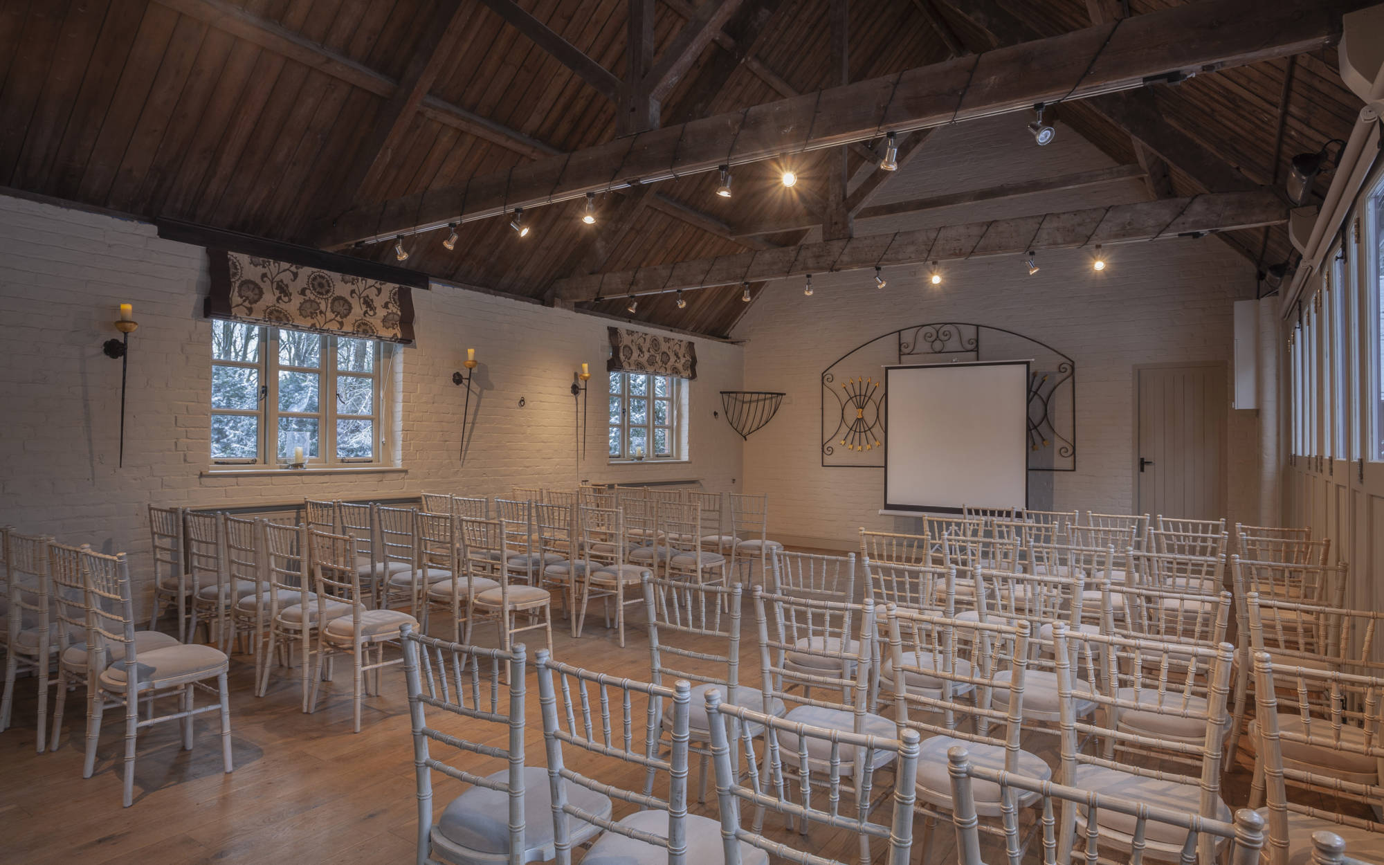 The Five Arrows Coach House set up for a meeting.